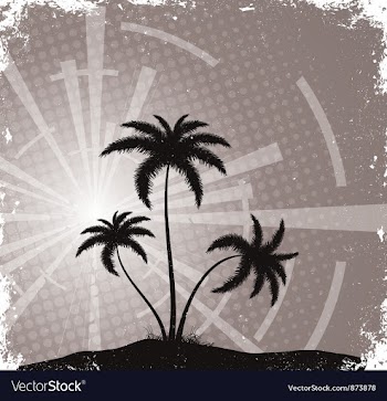 Summer grunge background with palm trees vector image