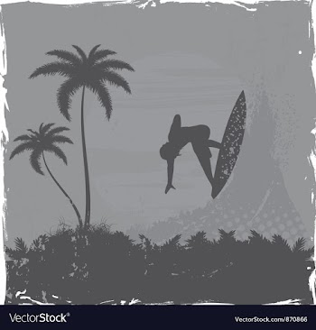 Summer grunge background with surfer vector image