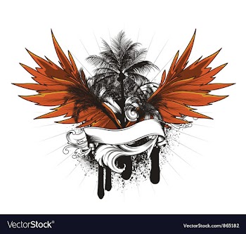Summer grunge emblem with palm trees vector image