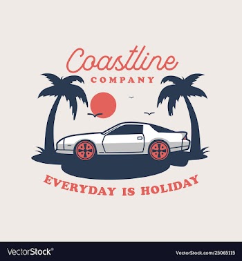 Summer holidays labels and badges retro car vector image