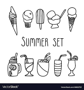 summer holidays vacation travel funny doodle set