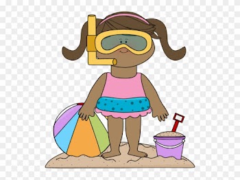 Summer Kids Clip Art - Girl At Beach Clipart