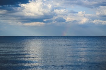 Summer landscape with sea and horizon over water