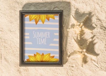 Summer mockup with marine elements Free Psd