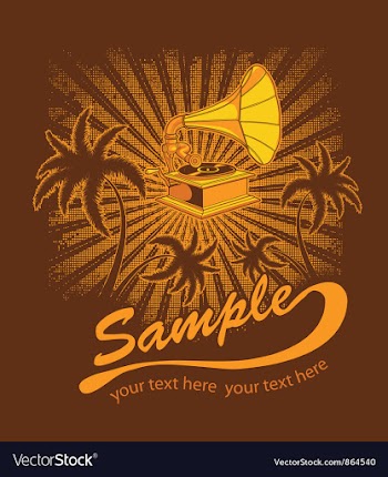 Summer music t-shirt design with gramophone vector image