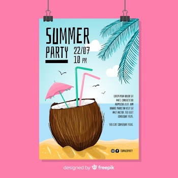 Summer party flyer Free Vector