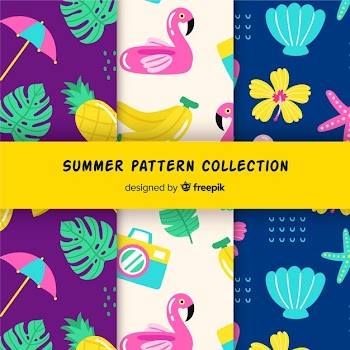 Summer pattern collection Free Vector
