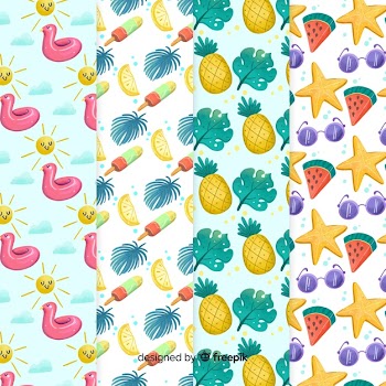 Summer pattern collection Free Vector