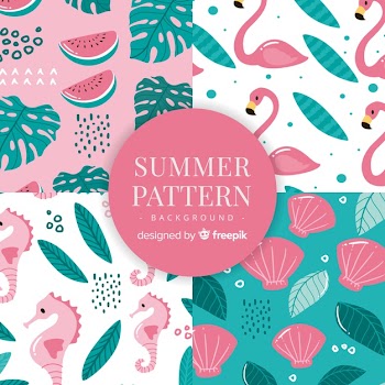 Summer pattern collection Free Vector