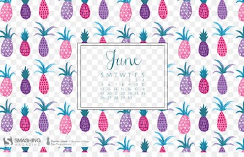 Summer Pop Calendar June Desktop environment Wallpaper - Hand-painted pineapple design patterns 