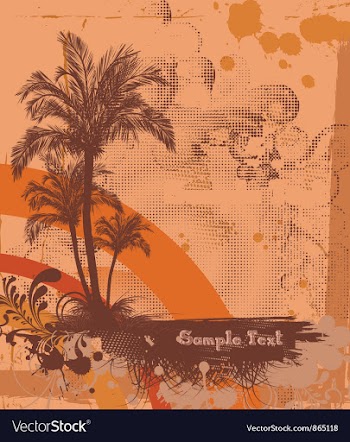 Summer poster with palm trees vector image