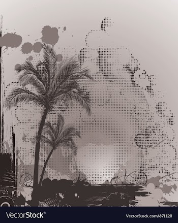 Summer poster with palm trees vector image