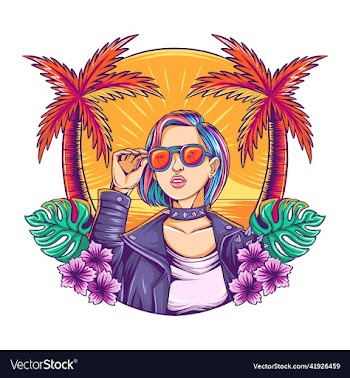 summer rocker girl with colorful hair