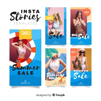 Summer sale instagram stories templates Free Vector