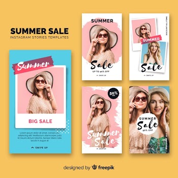 Summer sale instagram stories templates Free Vector