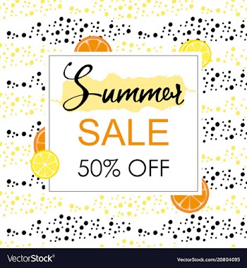 Summer sale layout banner with orange and lemon vector image