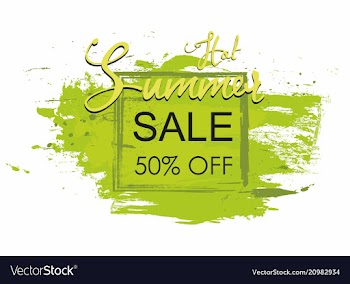 Summer sale poster grunge brush green paint vector image