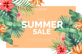 Summer sale tropical banner Free Vector