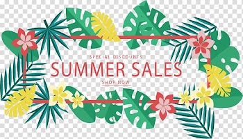 Summer sales poster, Web banner, Tropical leaves discount banners transparent background PNG clipart