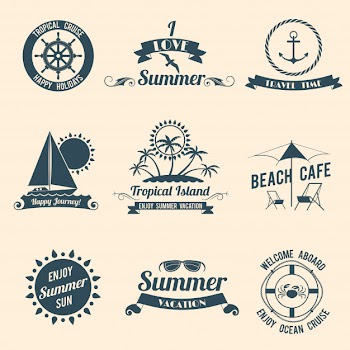 Summer sea emblems black