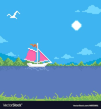 summer sunny landscape of floating white sailboat