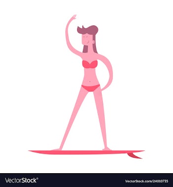 Summer surfing of girl or young woman surfer at vector image