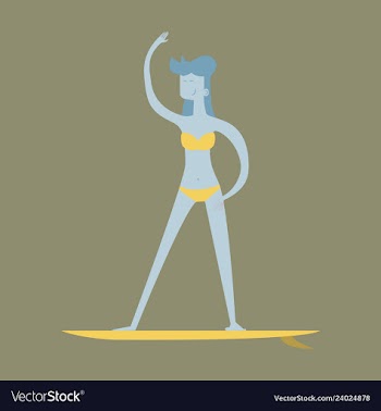Summer surfing of girl or young woman surfer at vector image