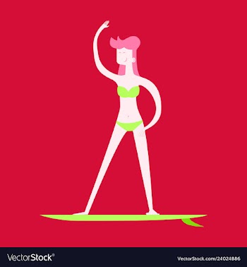 Summer surfing of girl or young woman surfer at vector image