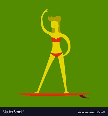 Summer surfing of girl or young woman surfer at vector image