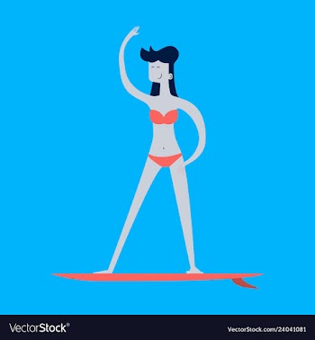 Summer surfing of girl or young woman surfer at vector image