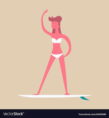 Summer surfing of girl or young woman surfer at vector image