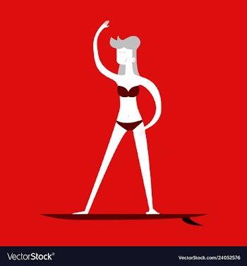 Summer surfing of girl or young woman surfer at vector image