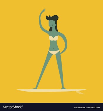 Summer surfing of girl or young woman surfer at vector image
