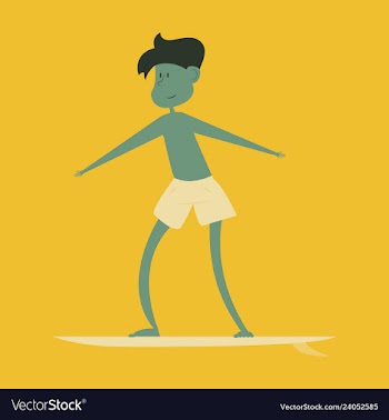 Summer surfing of girl or young woman surfer at vector image