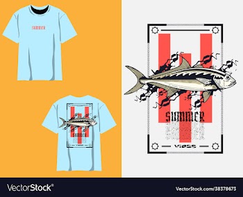 summer t shirt design with fish