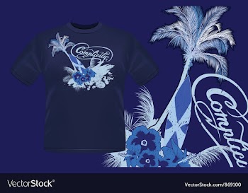 Summer t-shirt design with palm tree vector image