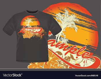 Summer t-shirt design with palm trees vector image