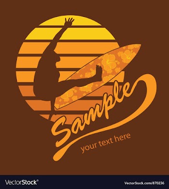 Summer t-shirt design with surfer vector image