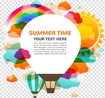 Summer Time ad illustration, Creative hot air balloon background transparent background PNG clipart