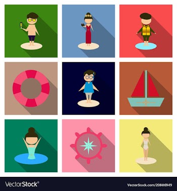 Summer time banner design with people on the vector image
