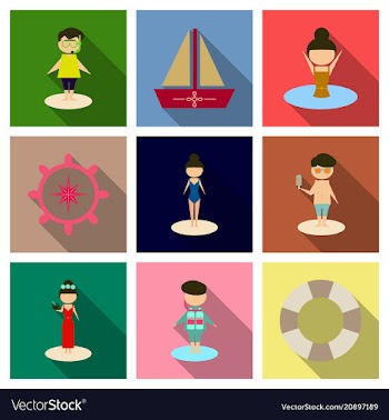 Summer time banner design with people on the vector image