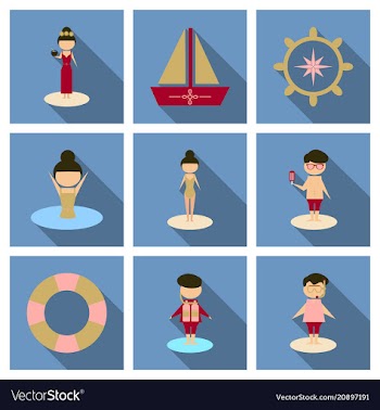 Summer time banner design with people on the vector image