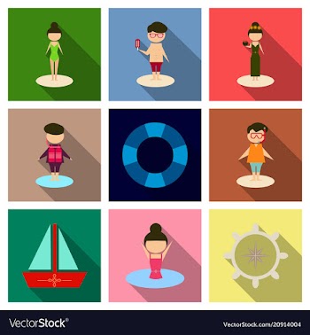 Summer time banner design with people on the vector image