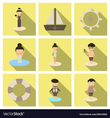 Summer time banner design with people on the vector image