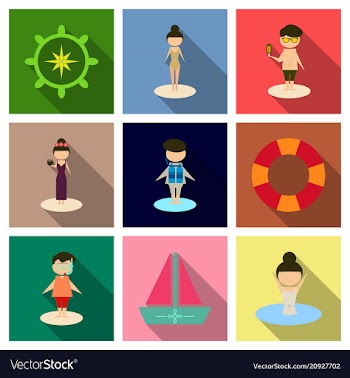 Summer time banner design with people on the vector image