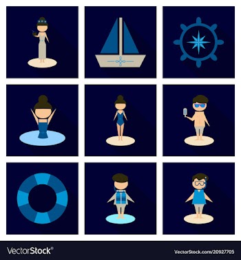 Summer time banner design with people on the vector image