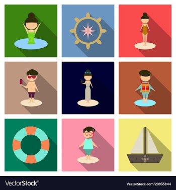 Summer time banner design with people on the vector image