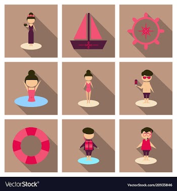 Summer time banner design with people on the vector image