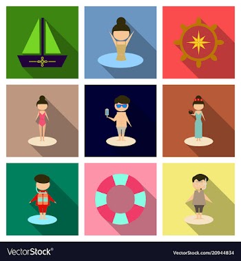 Summer time banner design with people on the vector image