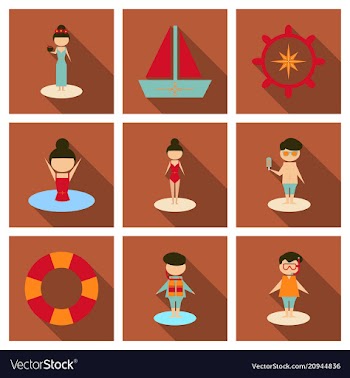 Summer time banner design with people on the vector image